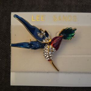 Lee Sands Colorful Hummingbird Brooch
